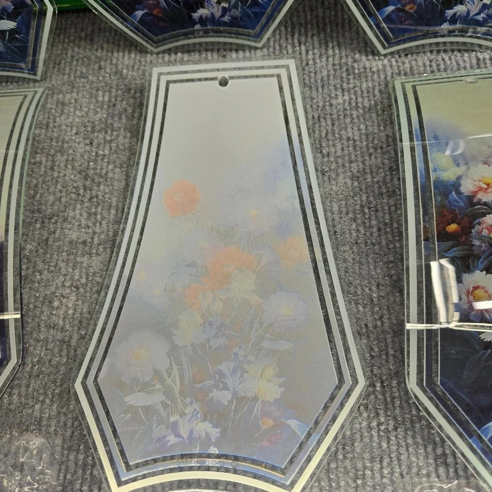 OK Lighting Touch Lamp Replacement Glass Shades Floral Hummingbird Set of 6